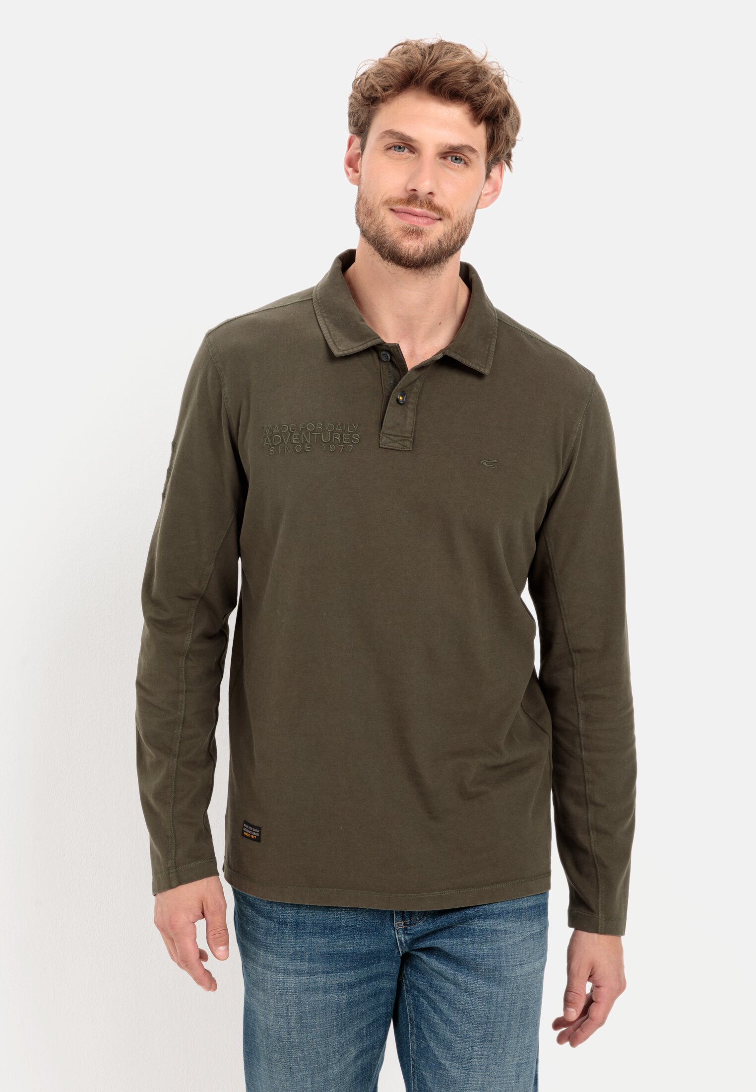 Camel Active Long sleeve polo shirt in pure cotton