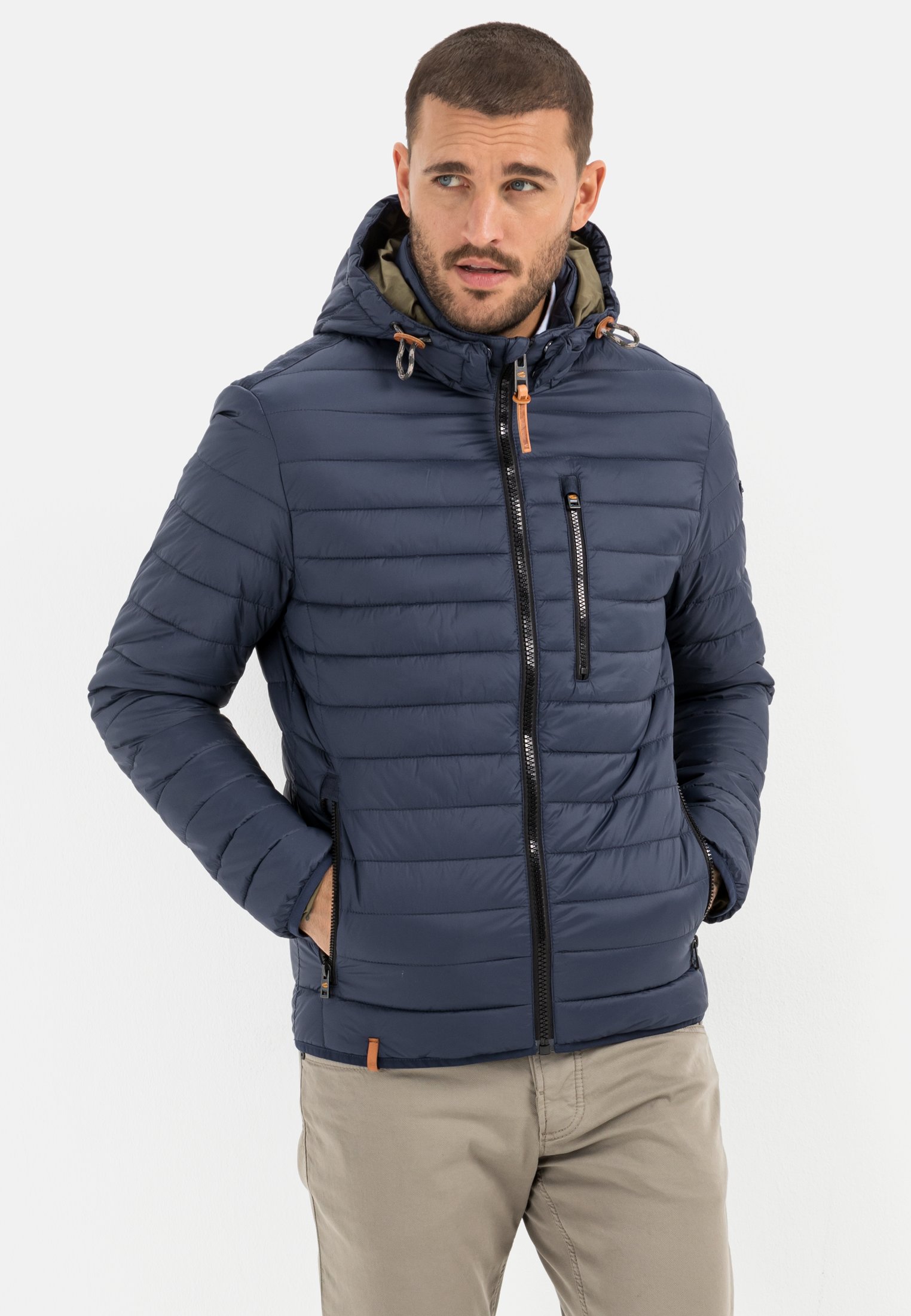 Camel Active Light weight quilted Blouson with detachable hood from recycled Polyester