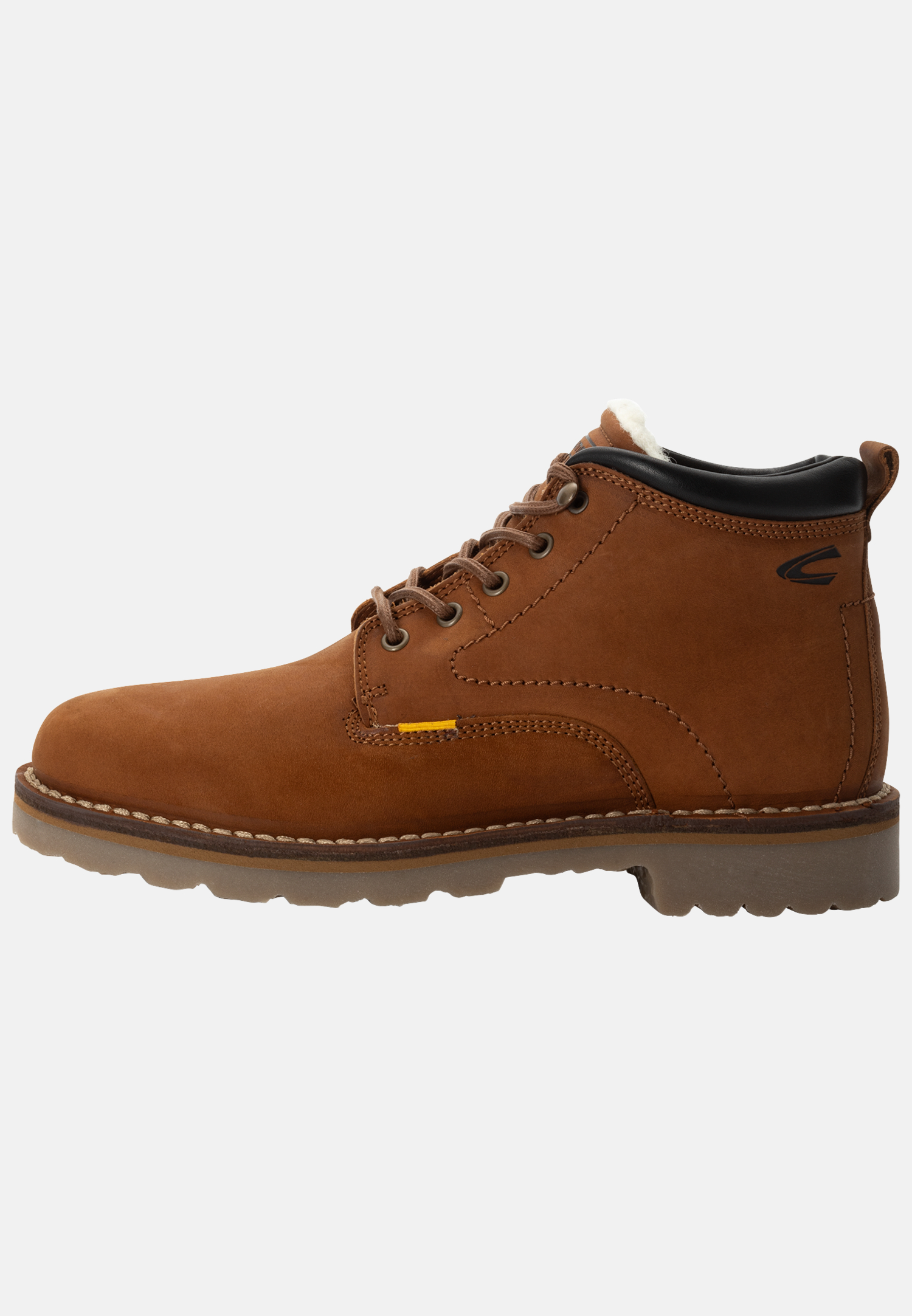 Camel Active Leather lace-up boot with warm wool lining